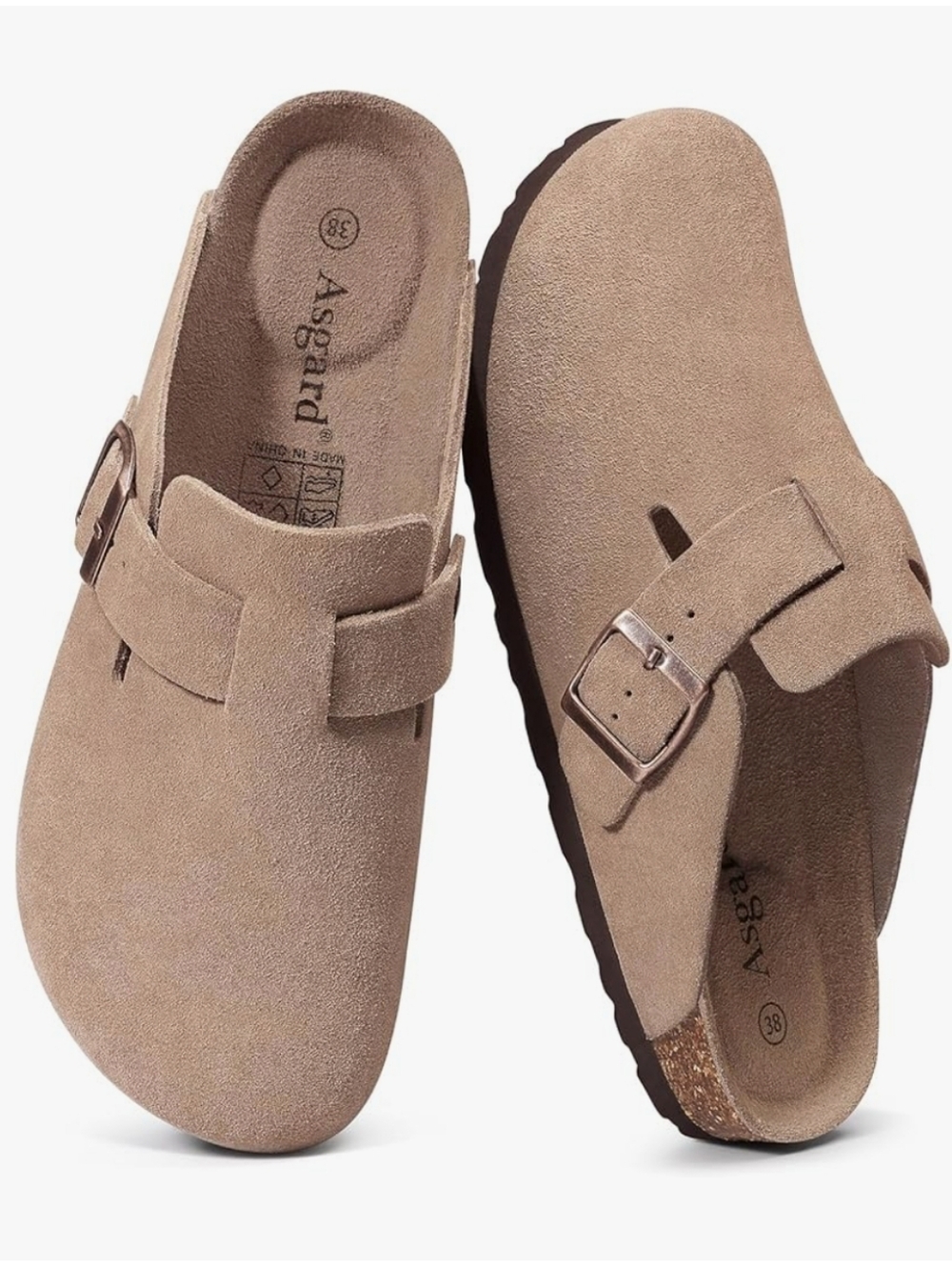 Asgard Women's Suede Clogs Leather Mules Arch Support Asgard Women's Suede Clogs